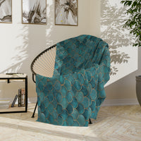 Blue Green Velveteen Microfiber Blanket