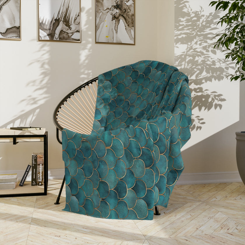 Blue Green Velveteen Microfiber Blanket