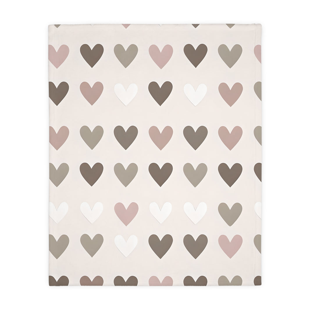 Pink Hearts Velveteen Microfiber Blanket (Two-sided print)