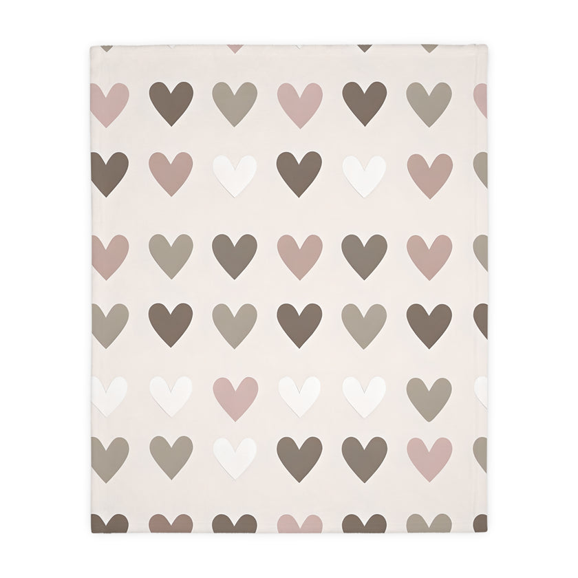 Pink Hearts Velveteen Microfiber Blanket (Two-sided print)