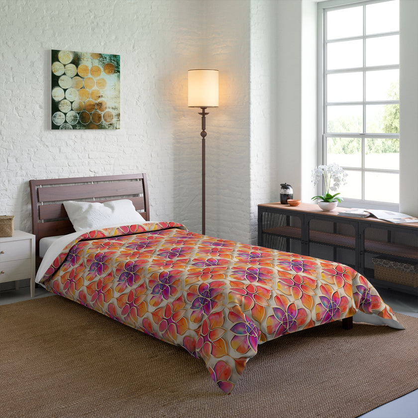 Vibrant Floral Comforter, Boho Bedspread for Cozy Spaces, Perfect for Spring Decor, Unique Bedding for All Seasons, Great Gift Idea