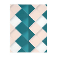 Blue and Pink Grid Velveteen Microfiber Blanket (Two-sided print)