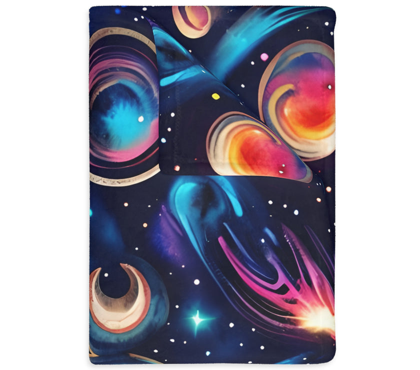 Space / Planet Velveteen Microfiber Blanket (Two-sided print)