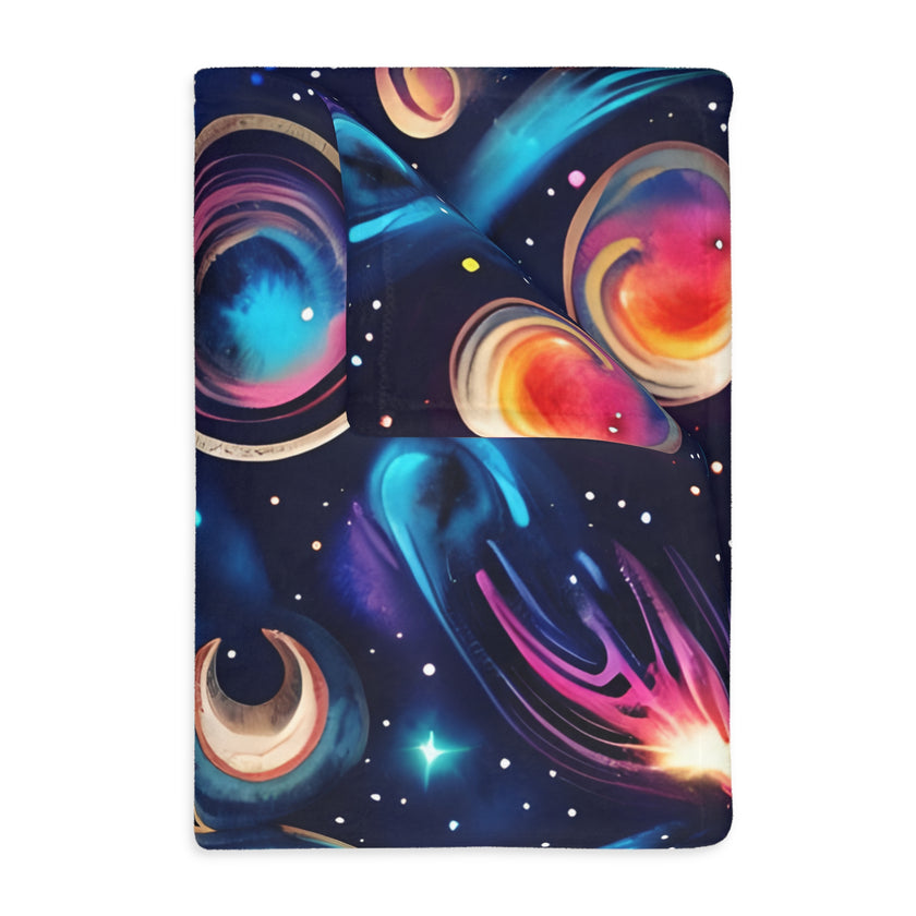 Space / Planet Velveteen Microfiber Blanket (Two-sided print)