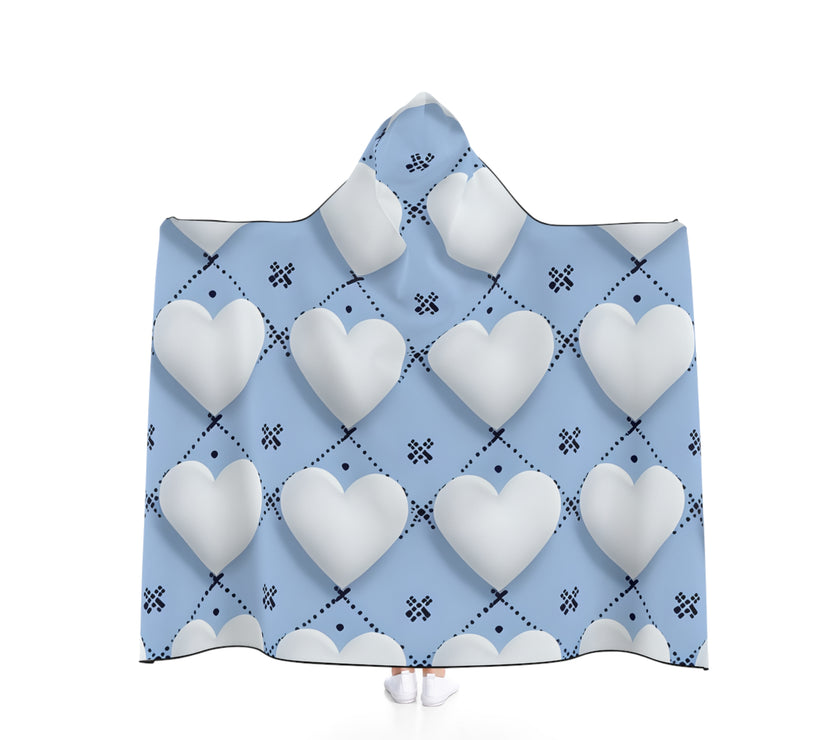 Cozy Heart Pattern Hooded Blanket for Snuggling, Love Theme Throw, Perfect Gift for Valentine's Day, Home Decor, Winter Wear