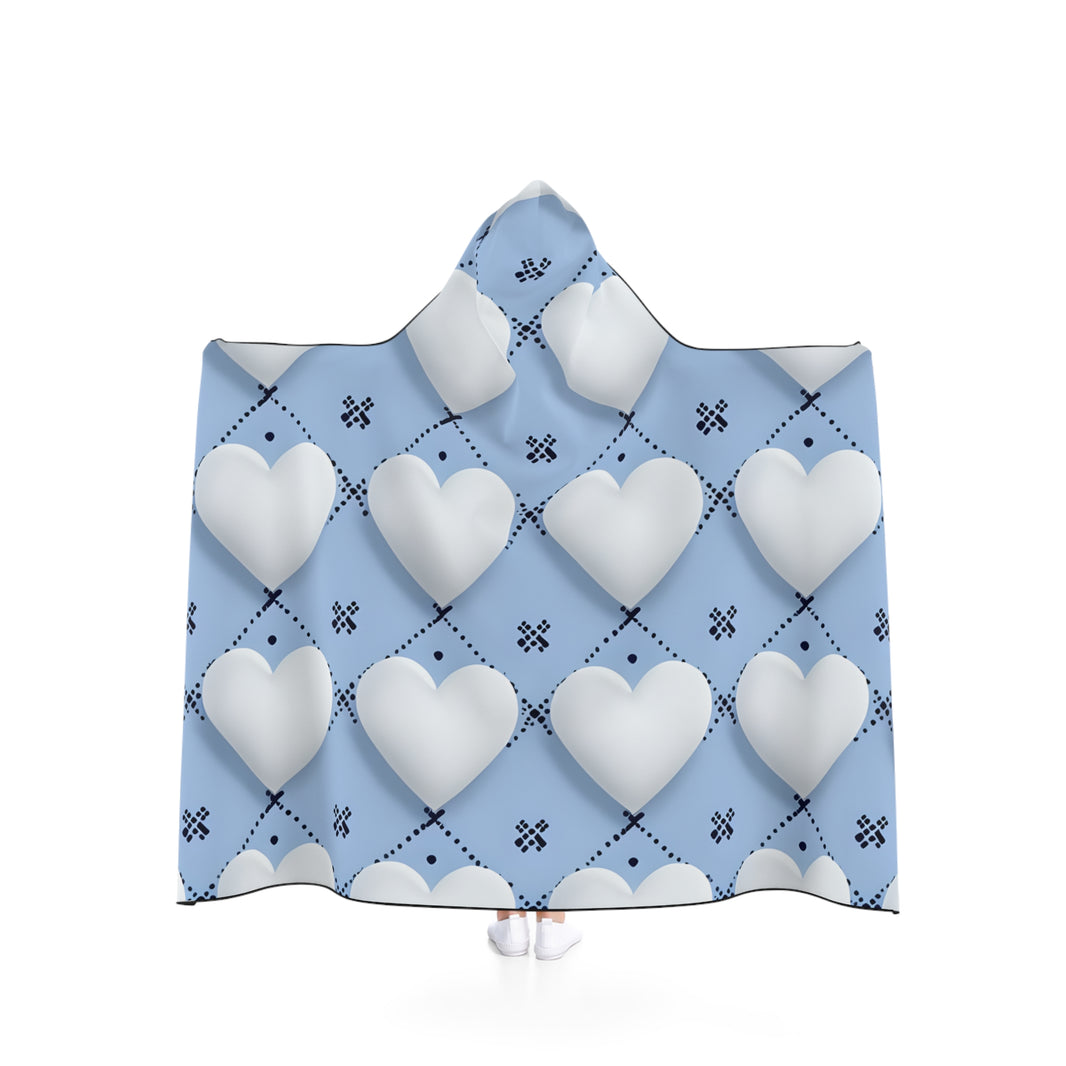 Cozy Heart Pattern Hooded Blanket for Snuggling, Love Theme Throw, Perfect Gift for Valentine's Day, Home Decor, Winter Wear