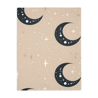 Velveteen Blanket, Pink Moon and Stars Soft Throw, Cozy Bedding, Nursery Decor, Celestial Night Sky Bed Cover, Double Sided Print