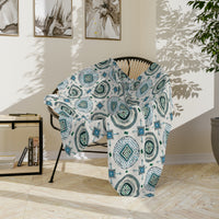Blue and White Velveteen Microfiber Blanket