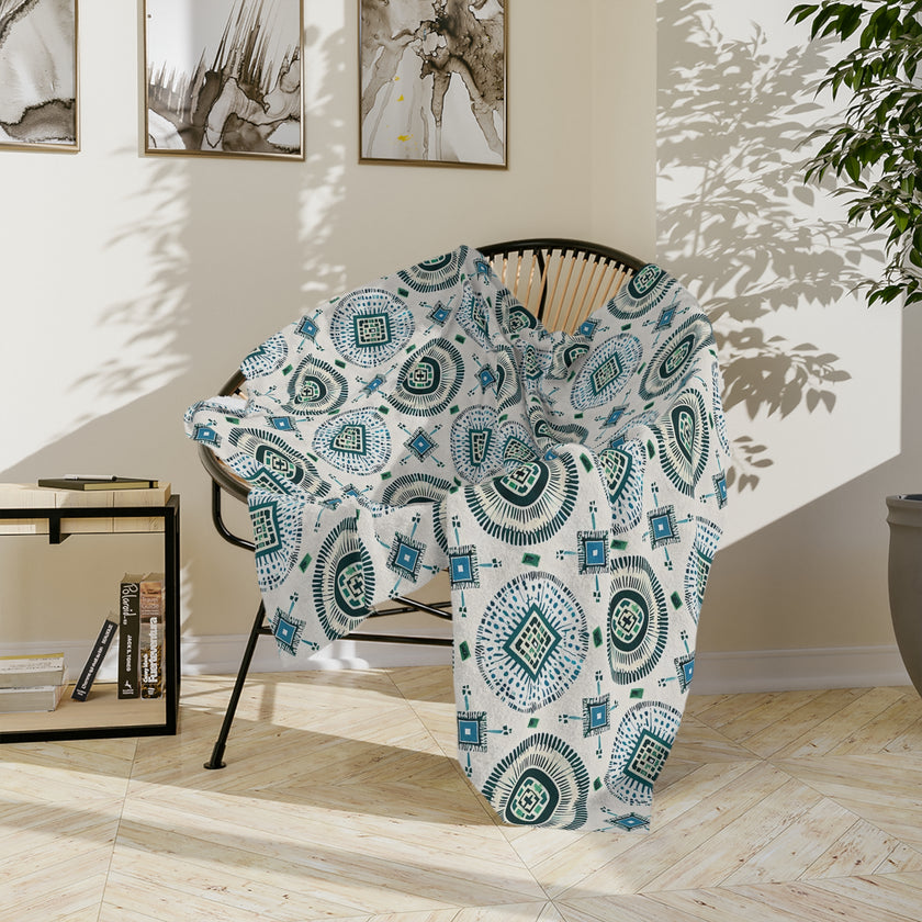Blue and White Velveteen Microfiber Blanket