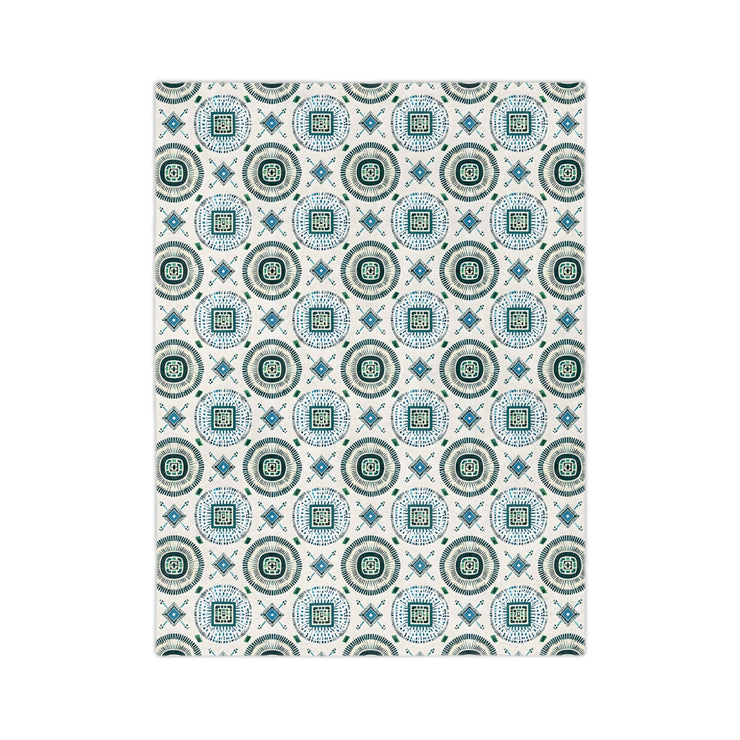 Blue and White Velveteen Microfiber Blanket