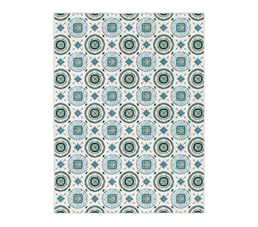 Blue and White Velveteen Microfiber Blanket