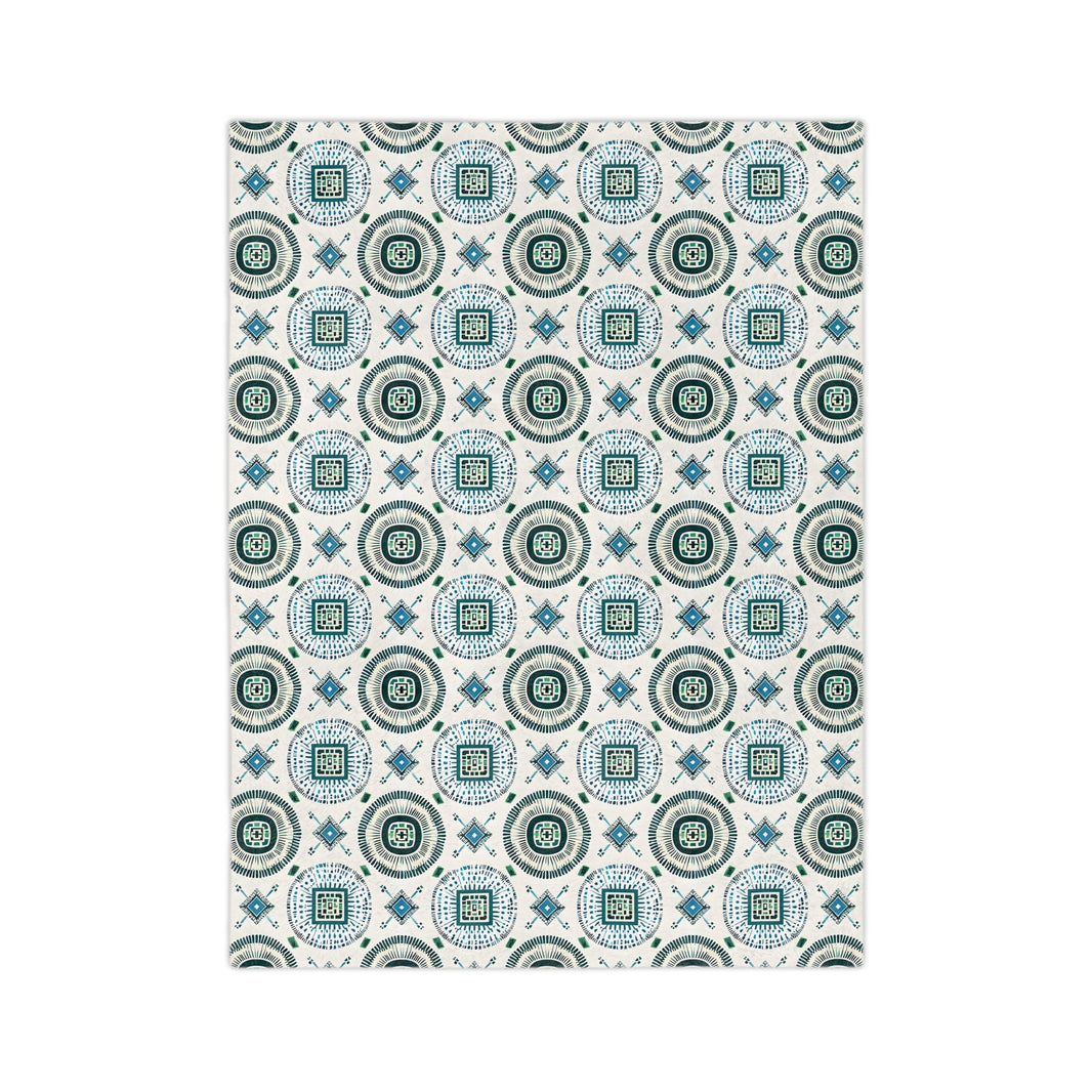 Blue and White Velveteen Microfiber Blanket