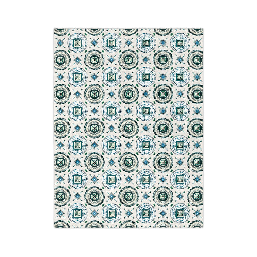 Blue and White Velveteen Microfiber Blanket