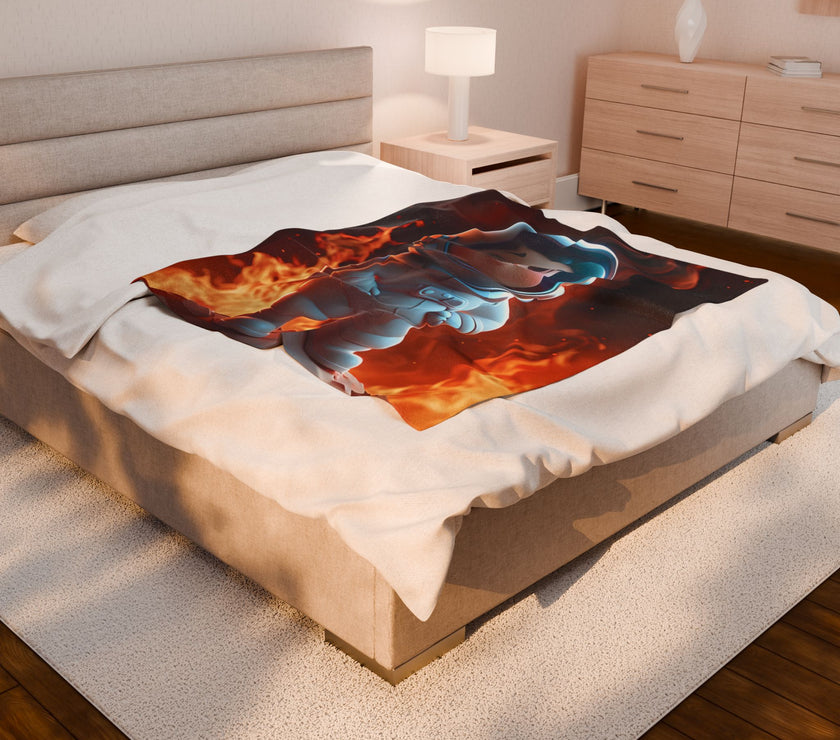 Kids Spaceman Blanket, Cartoon Character Plush Throw, Children's Outer Space Bedding, Galaxy Theme Bedroom Decor, Gift for Boys and Girls,