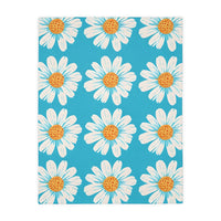 Velveteen Microfiber Blanket, White Daises on Blue Blanket, Floral Throw Blanket, Cozy Couch Blanket, Gift for Her, Home Decor Accent
