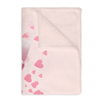 Pink Bow . Pink Heart Velveteen Microfiber Blanket (Two-sided print)