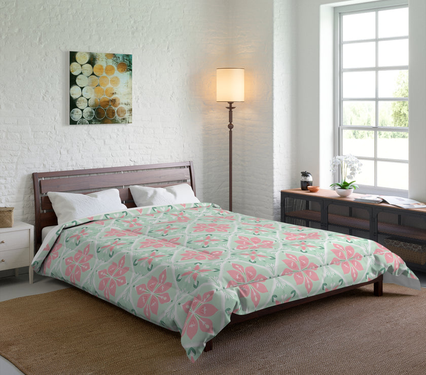 Pastel Floral Comforter - Cozy Bedding for Spring, Bedroom Decor, Gift for Mother's Day, Boho Style, Home Decor