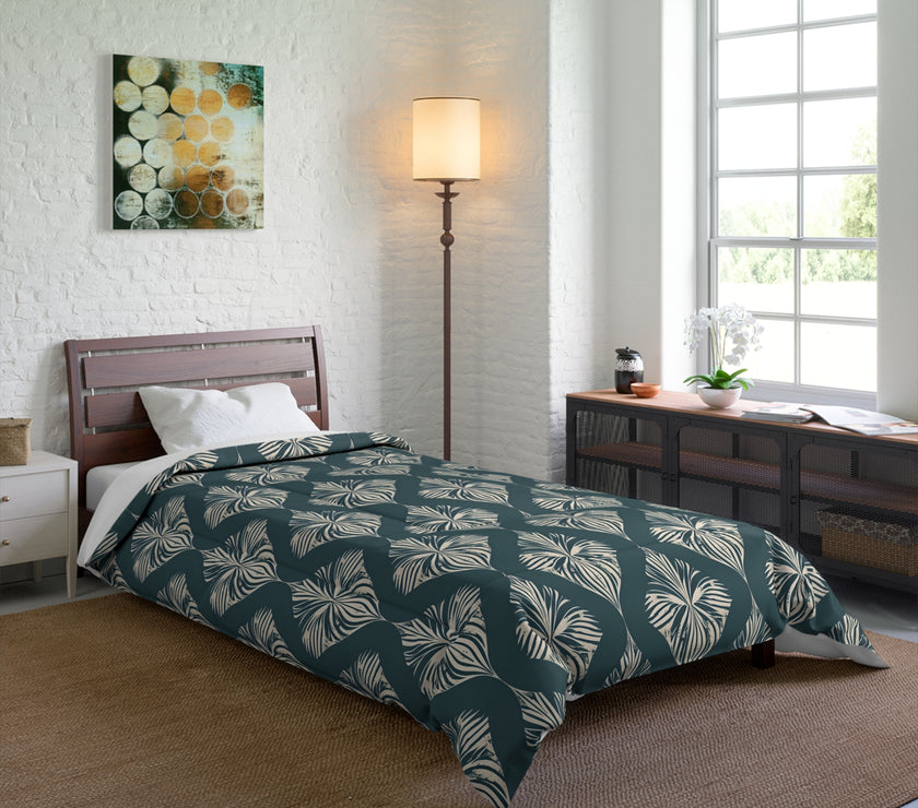 Tropical Leaf Comforter Set, Boho Bedding, Nature-Inspired Decor, Modern Bedroom Essentials, Gift for Nature Lovers, Tropical Vibe Home