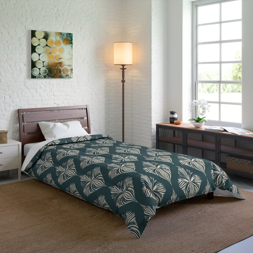 Tropical Leaf Comforter Set, Boho Bedding, Nature-Inspired Decor, Modern Bedroom Essentials, Gift for Nature Lovers, Tropical Vibe Home