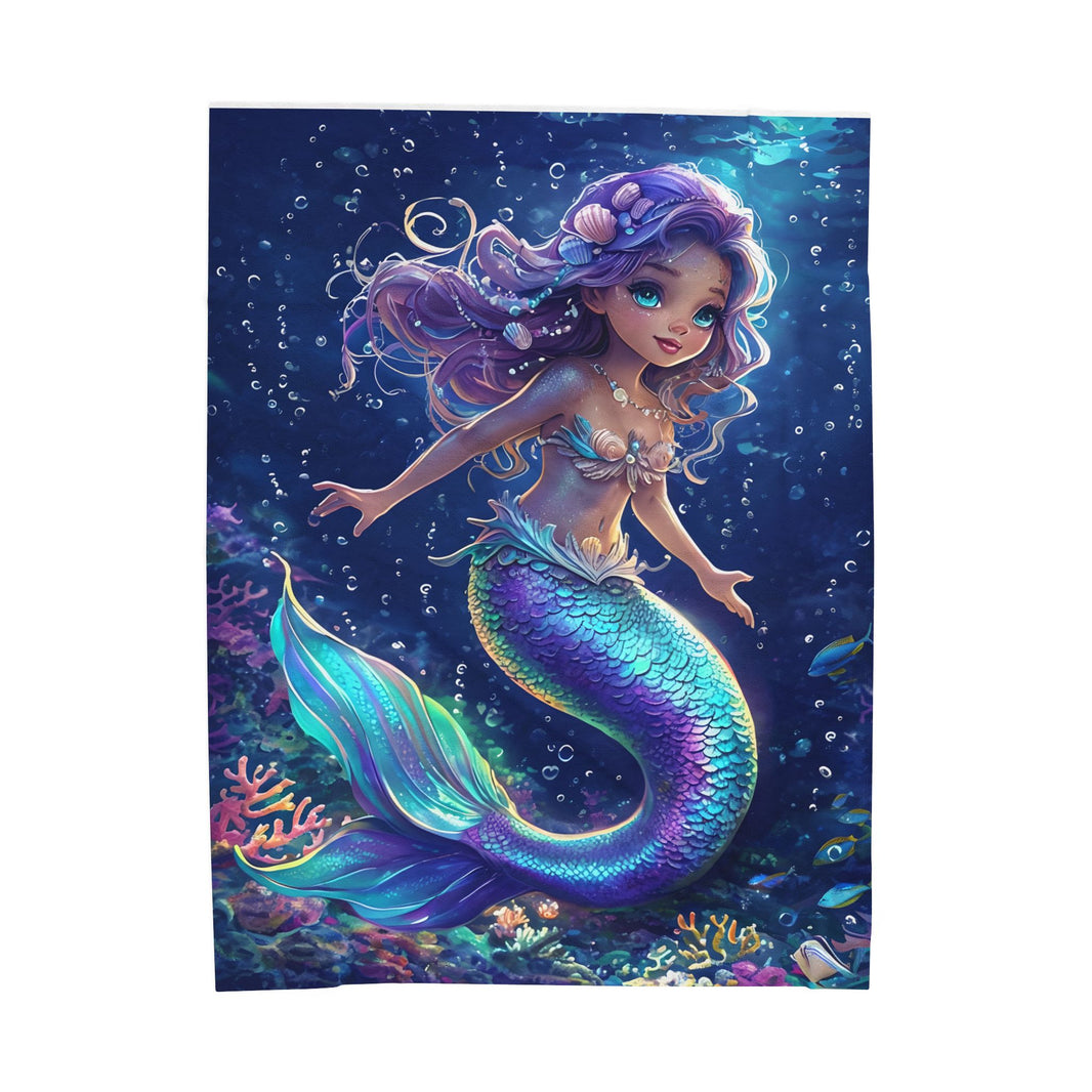Mermaid Velveteen Plush Blanket, Cozy Throw for Kids, Nautical Decor, Gift for Birthdays, Under the Sea Theme, Soft Blanket