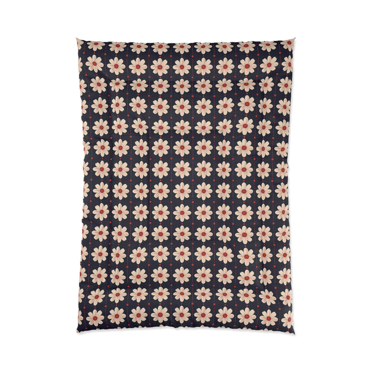 Retro Floral Comforter, Cozy Bedspread, Bohemian Bedding, Spring Decor, Flower Power Duvet, Home Sweet Home Quilt