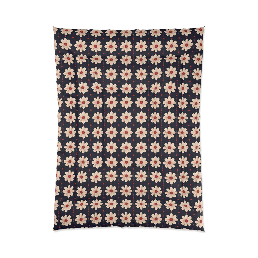 Retro Floral Comforter, Cozy Bedspread, Bohemian Bedding, Spring Decor, Flower Power Duvet, Home Sweet Home Quilt