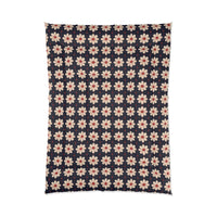 Retro Floral Comforter, Cozy Bedspread, Bohemian Bedding, Spring Decor, Flower Power Duvet, Home Sweet Home Quilt