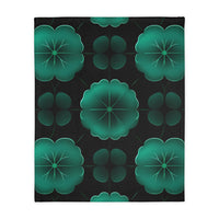 Green Jade Floral Velveteen Microfiber Blanket (Two-sided print)