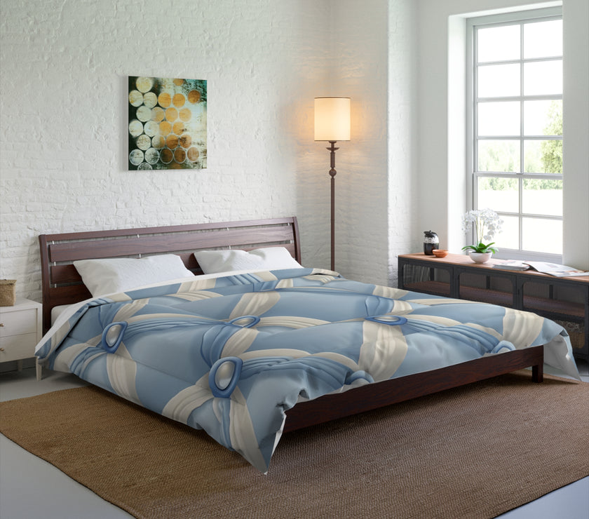 Elegant Blue Satin Comforter, Luxurious Bedding Set, Cozy Home Decor, Stylish Bedroom Essential, Great for Weddings and Anniversaries