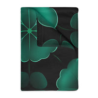 Green Jade Floral Velveteen Microfiber Blanket (Two-sided print)
