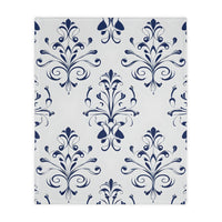 Velveteen Blanket, Blue Floral Print, Soft Throw for Home and Living Room Decor - Microfiber Reversible Couch Cover, Cozy Bedding, Floral