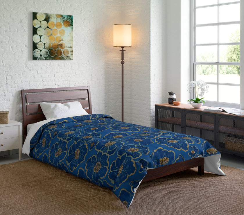 Elegant Floral Comforter - Cozy Home Décor, Boho Bedding, Spring Décor, Gift for Her, Flower Print Comforter