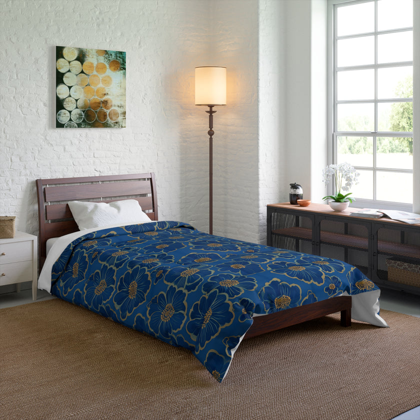 Elegant Floral Comforter - Cozy Home Décor, Boho Bedding, Spring Décor, Gift for Her, Flower Print Comforter