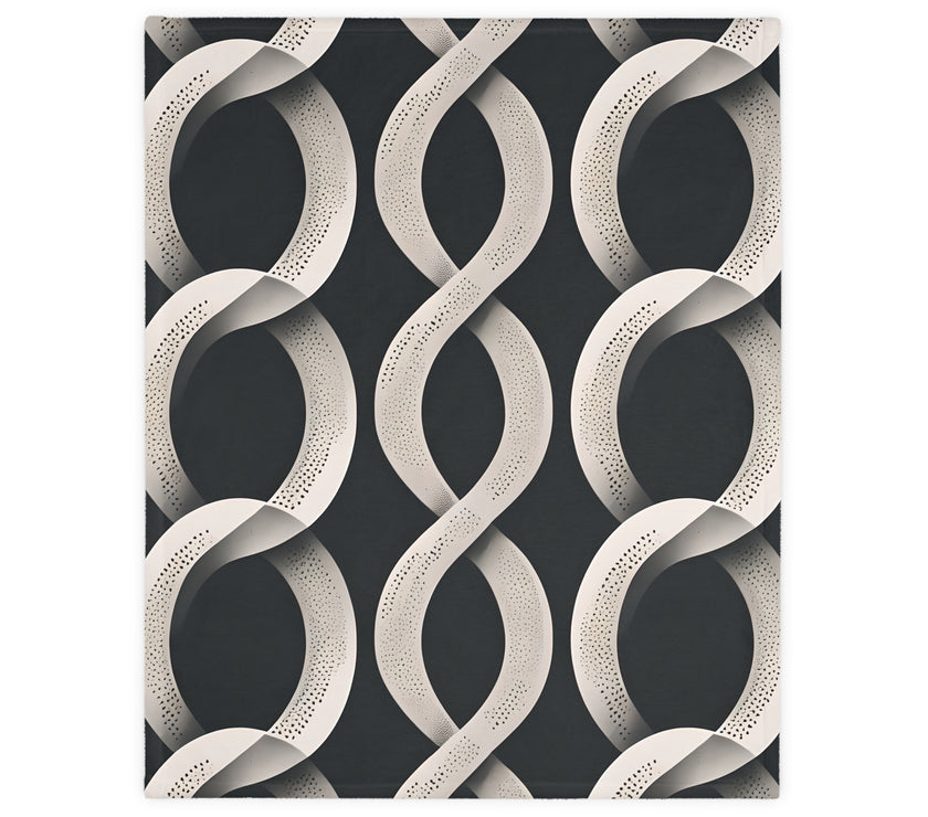 Black and White Wavey Pattern Velveteen Microfiber Blanket (Two-sided print)