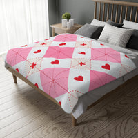 Romantic Heart Velveteen Microfiber Blanket (Two-sided print)