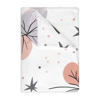 Pink Floral, Pink Flowers Velveteen Microfiber Blanket (Two-sided print)