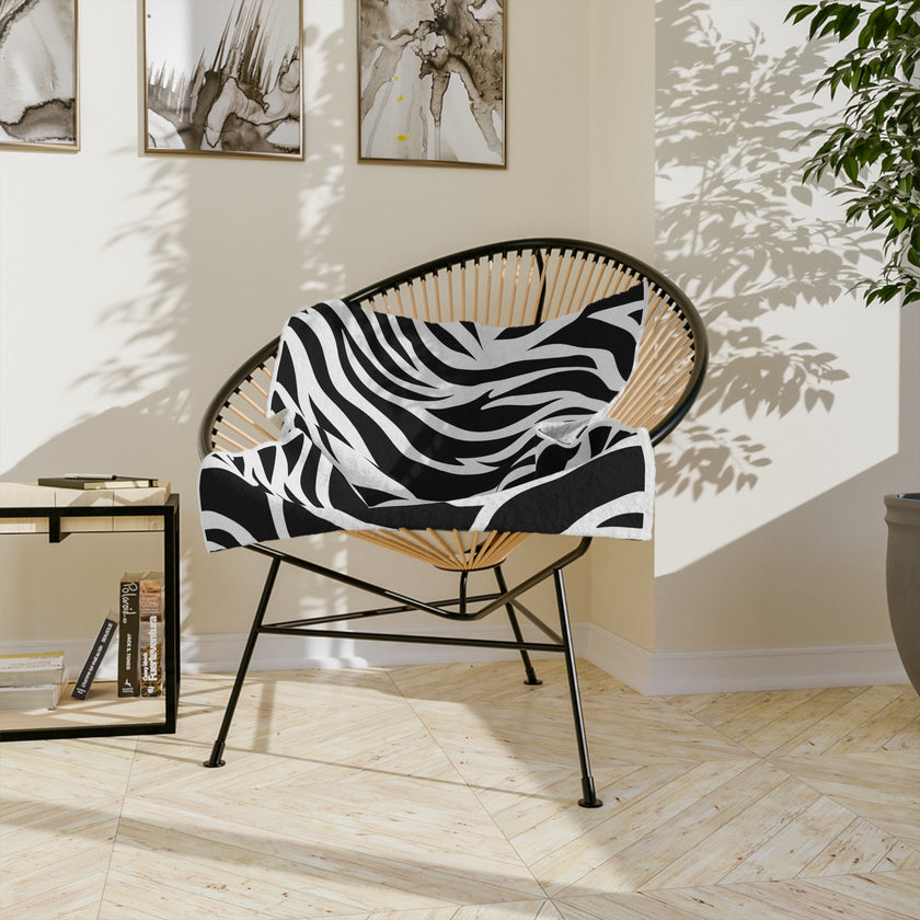 Black and White | Zebra Lines Velveteen Microfiber Blanket
