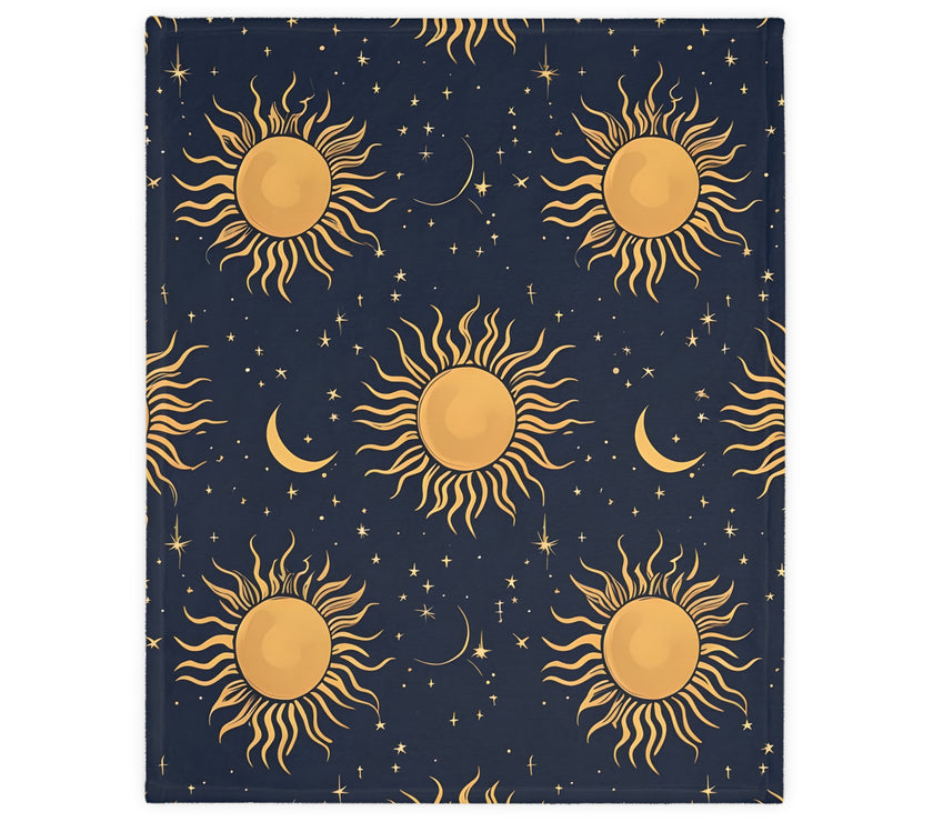 Sun Moon Stars Velveteen Microfiber Blanket (Two-sided print)