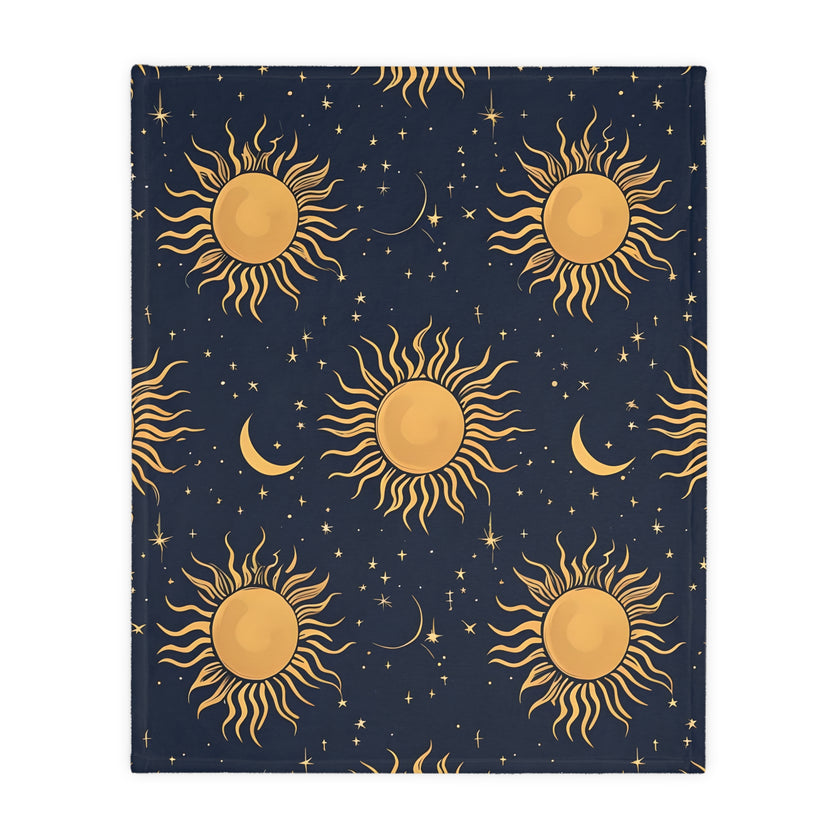 Sun Moon Stars Velveteen Microfiber Blanket (Two-sided print)