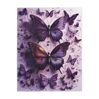 Purple Butterfly Blanket - Ultra Soft Velveteen Microfiber Throw, Reversible Print, Cozy Bedding, Home Decor, Gift for Her, Butterfly Lover,