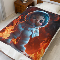 Kids Spaceman Blanket, Cartoon Character Plush Throw, Children's Outer Space Bedding, Galaxy Theme Bedroom Decor, Gift for Boys and Girls,