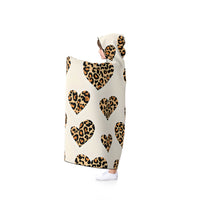 Cozy Leopard Heart Hooded Blanket, Perfect for Snuggling, Gifts for Animal Lovers, Home Decor, Relaxing Nights, Valentine's Day