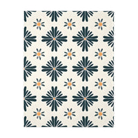 Green and White Floral Velveteen Microfiber Blanket (Two-sided print)