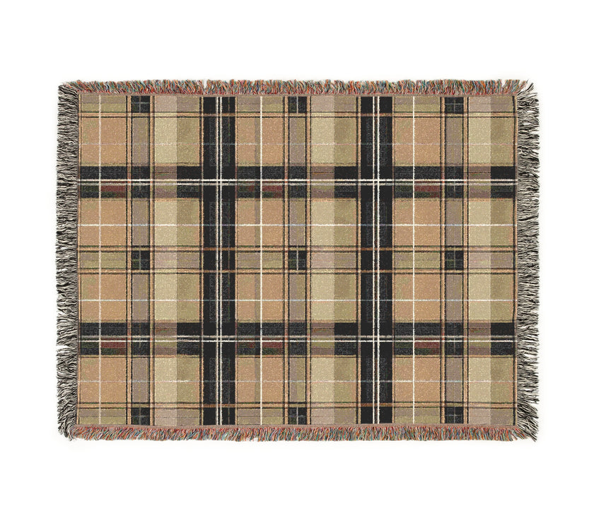Brown Plaid Woven Blanket - Cozy Home Decor, Soft Throw Blanket, Rustic Farmhouse Accent, Warm Bedding, Winter Gift Idea