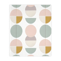 Velveteen Blanket, Pink White Grey Circle Graphic Design, Soft Cozy Throw, Warm Bedspread, Home Decor Accent, Gift for Her, Dorm Room