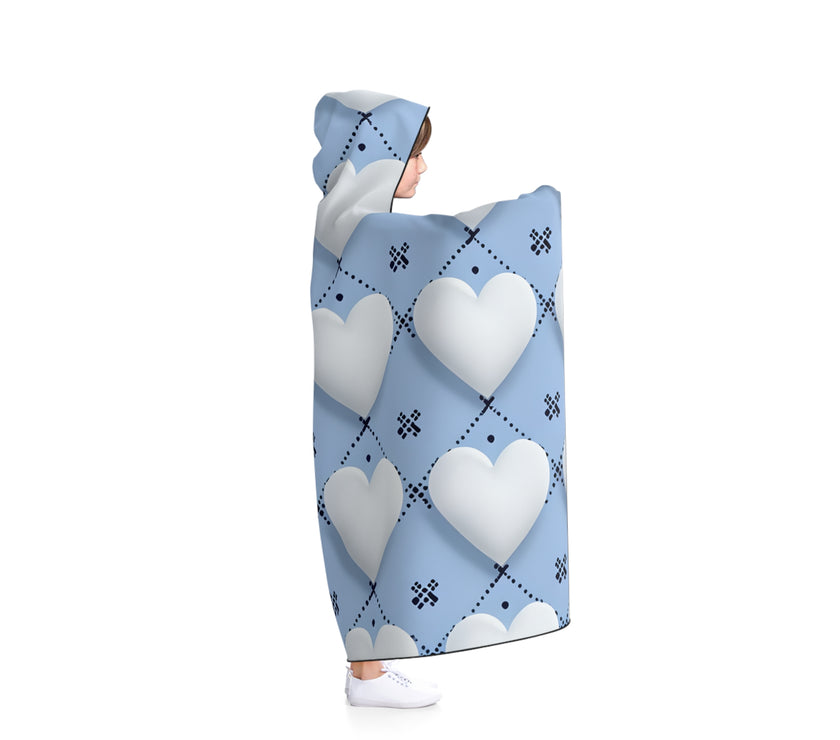 Cozy Heart Pattern Hooded Blanket for Snuggling, Love Theme Throw, Perfect Gift for Valentine's Day, Home Decor, Winter Wear