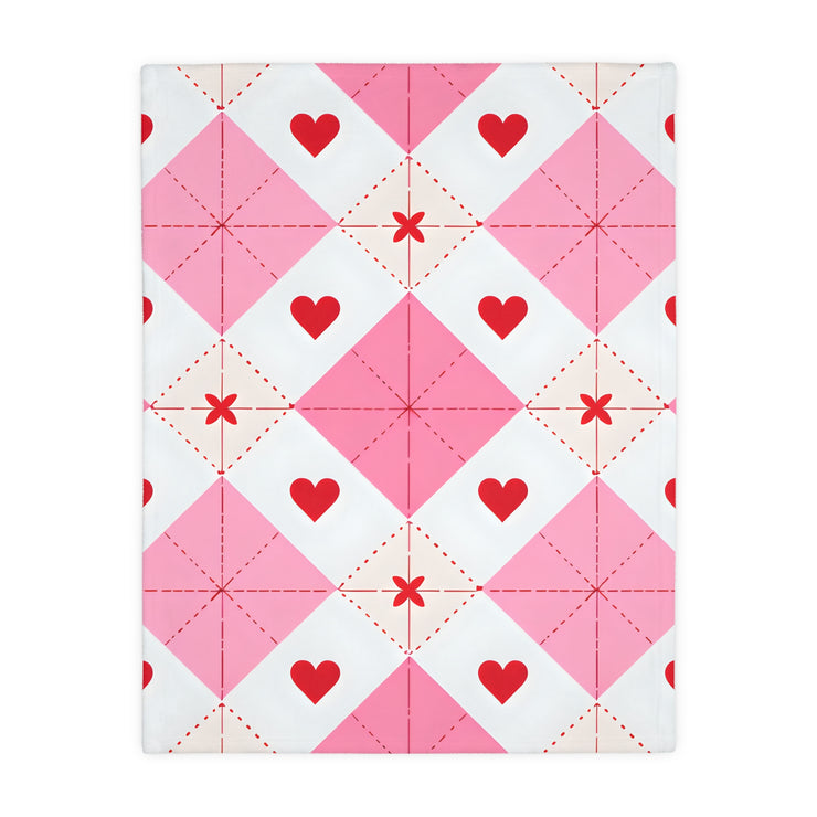 Romantic Heart Velveteen Microfiber Blanket (Two-sided print)