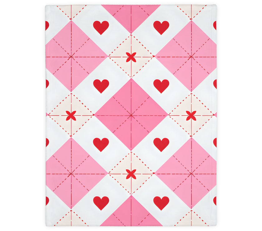 Romantic Heart Velveteen Microfiber Blanket (Two-sided print)