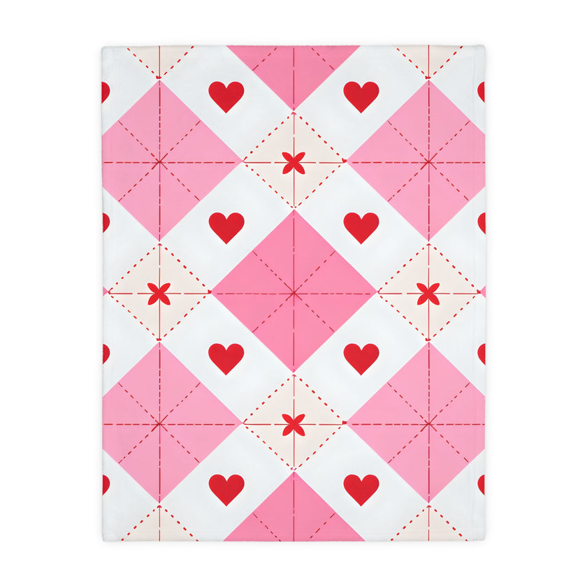 Romantic Heart Velveteen Microfiber Blanket (Two-sided print)
