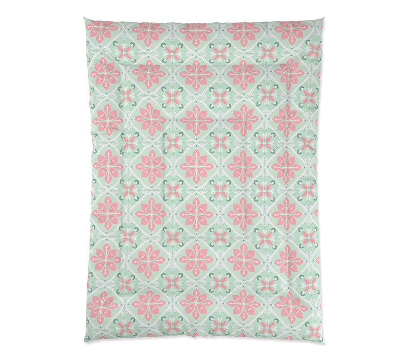 Pastel Floral Comforter - Cozy Bedding for Spring, Bedroom Decor, Gift for Mother's Day, Boho Style, Home Decor